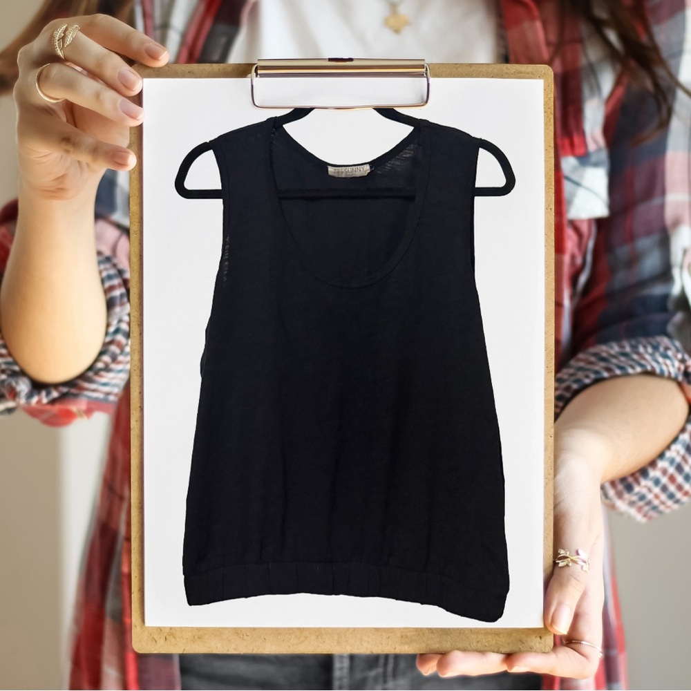 BOGO! Black Scoop Neck Tank w/Banded Hem